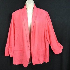 NEW Chicos 3 Coral Pink Open Front Cardigan Jacket